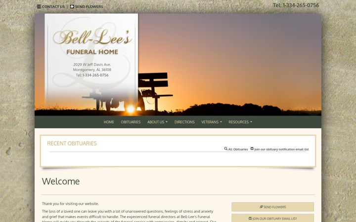 Screenshot of bellleesfuneralhome.com