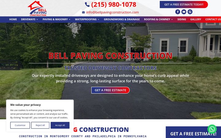 Screenshot of bellpavingconstruction.com