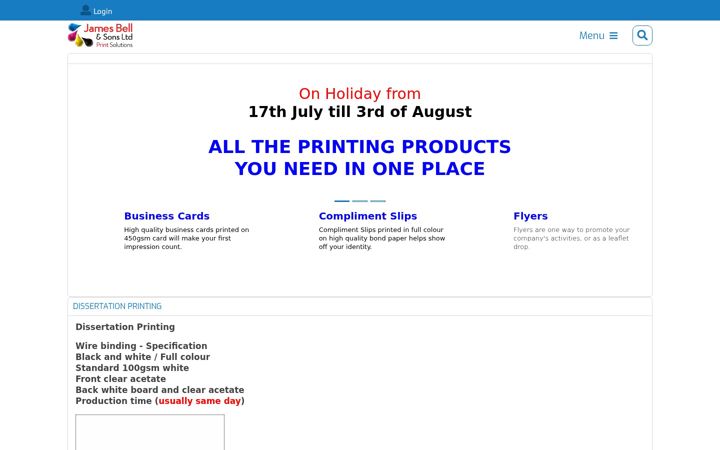 Screenshot of bellprinters.co.uk