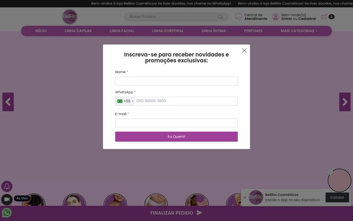 Screenshot of bellriocosmeticos.com.br