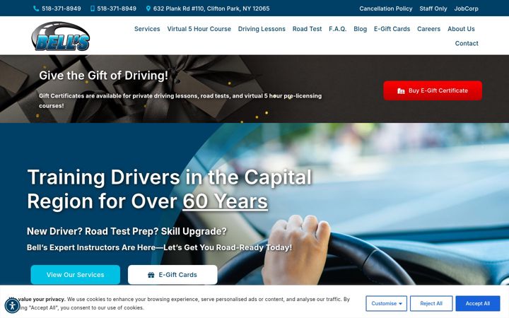 Screenshot of bellsdriving.com