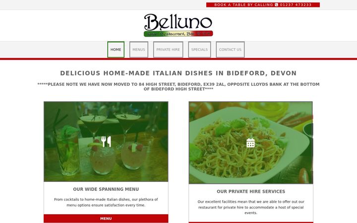 Screenshot of bellunobideford.co.uk