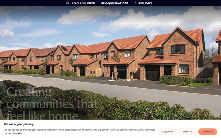 Screenshot of bellwayplc.co.uk