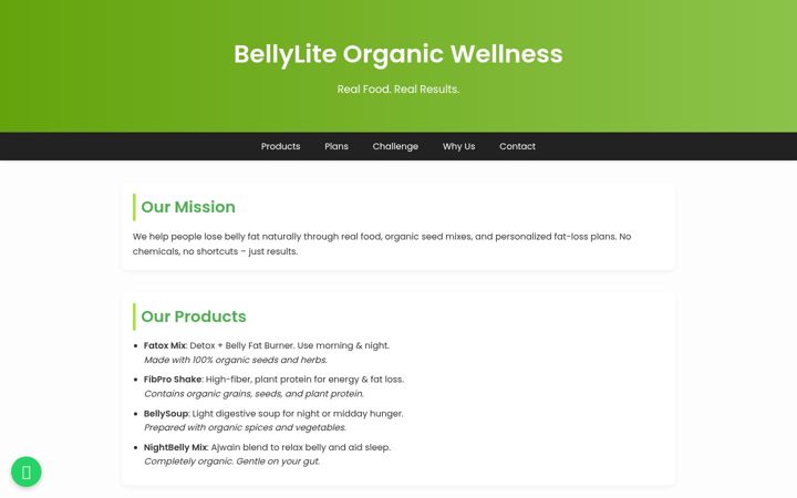 Screenshot of bellylite.com