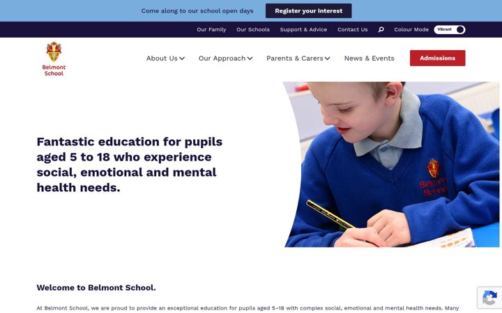 Snímek obrazovky belmont-school.co.uk