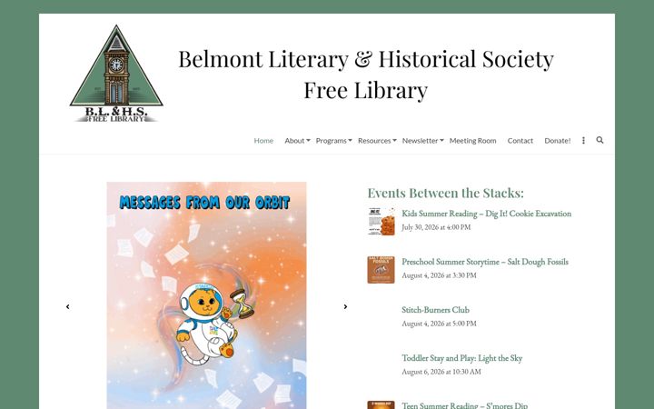 Captura de pantalla de belmontfreelibrary.org