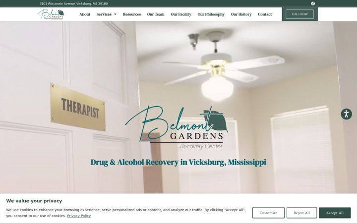 Screenshot of belmontgardensrecovery.com