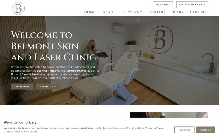 Snímek obrazovky belmontskinandlaserclinic.co.uk