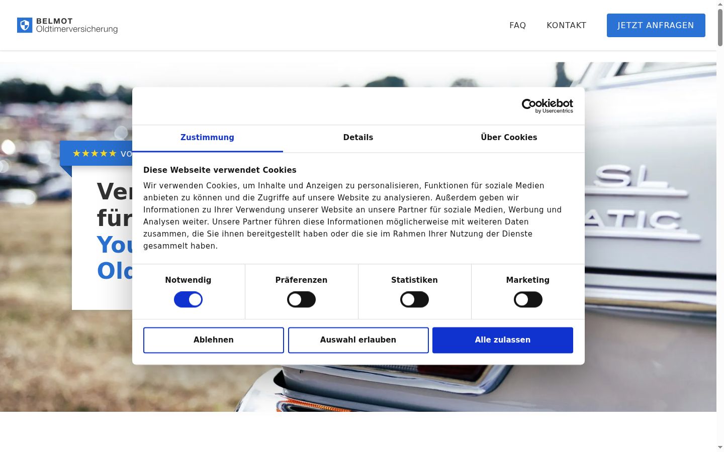 Screenshot del banner di consenso mostrato prima di qualsiasi interazione