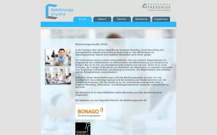 Screenshot of belohnungsstudie.de