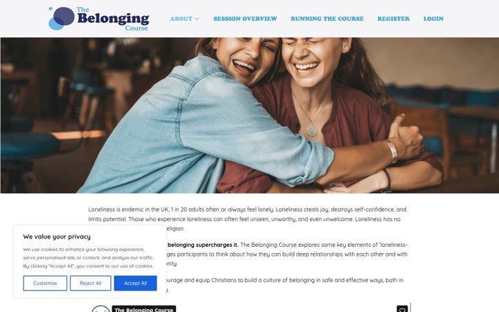 Snímek obrazovky belongingcourse.uk