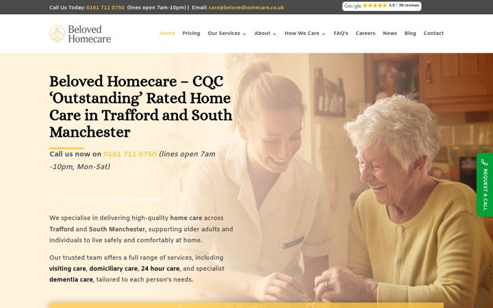 Snímek obrazovky belovedhomecare.co.uk