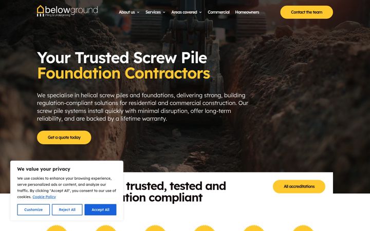 Screenshot of belowground.co.uk