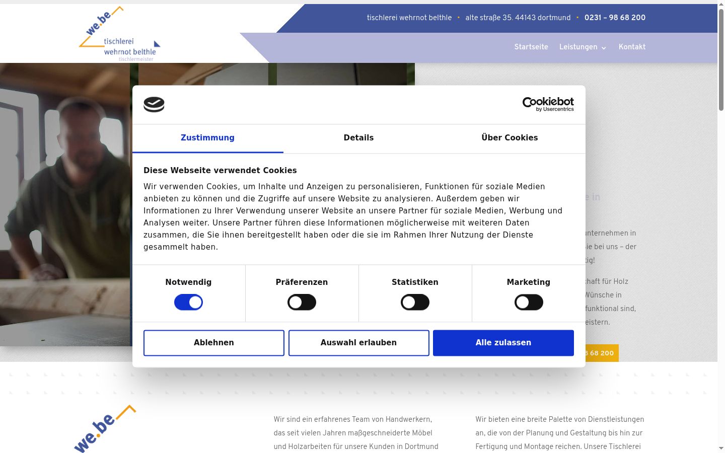 Posnetek zaslona pasice za privolitev, prikazane pred kakršno koli interakcijo