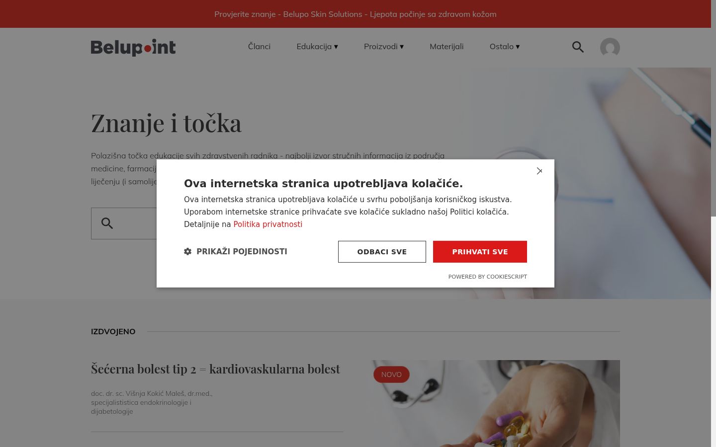 Képernyőkép a bármilyen interakció előtt megjelenő hozzájárulási bannerről
