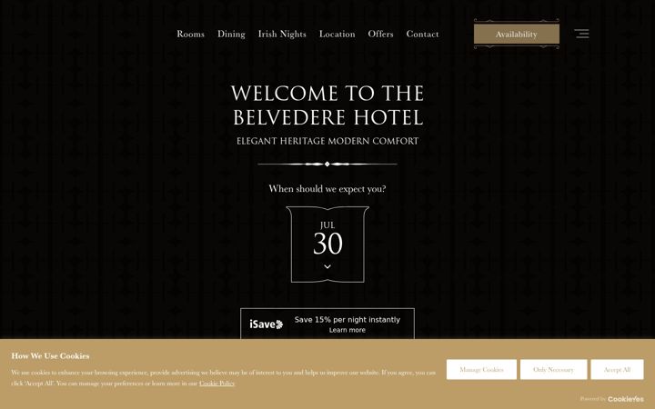 Screenshot of belvederehoteldublin.com