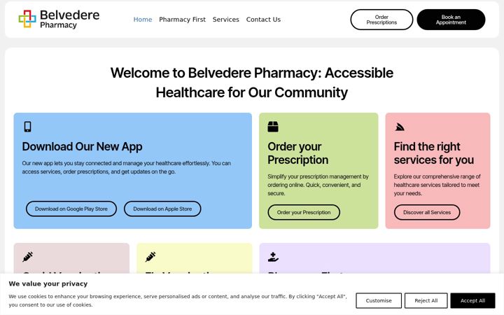 Screenshot of belvederepharmacy.net