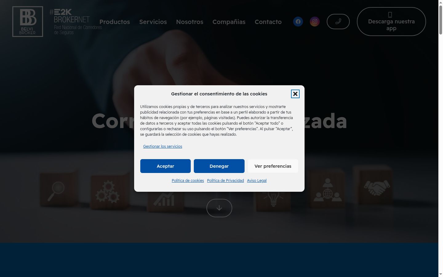 Screenshot del banner di consenso mostrato prima di qualsiasi interazione