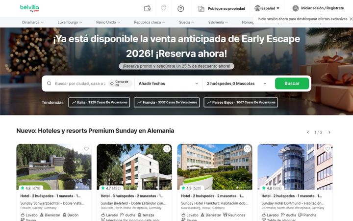 Screenshot of belvilla.es