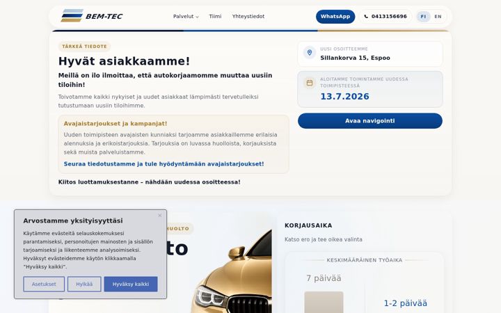 Screenshot of bem-tec.fi
