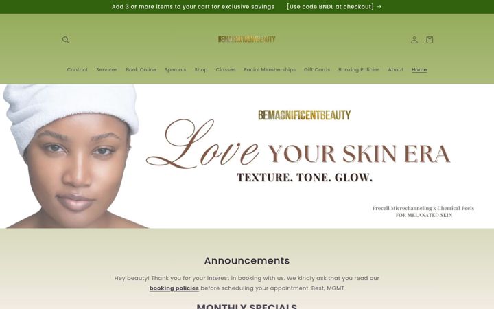 Screenshot of bemagnificentbeauty.com