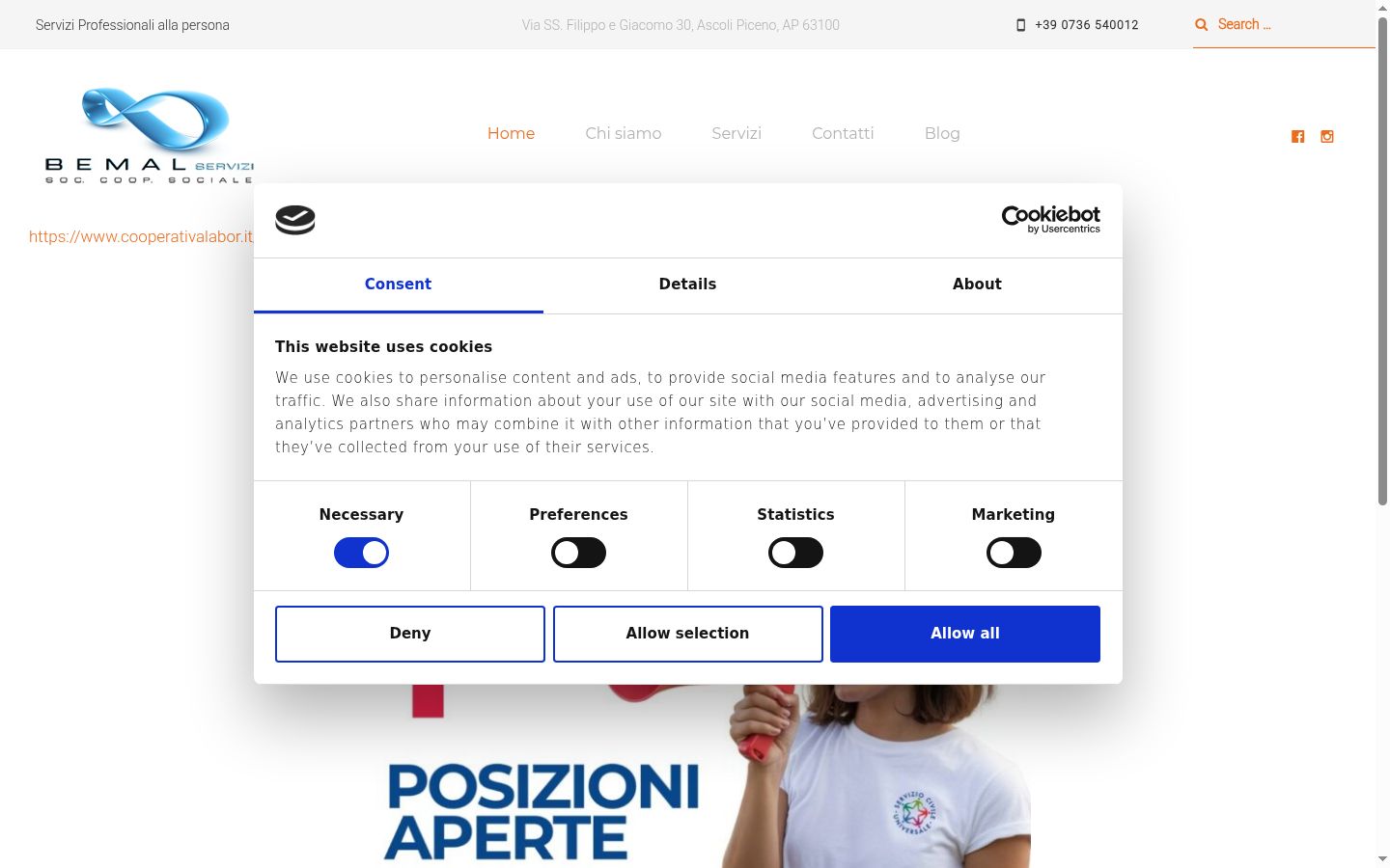 Screenshot tal-banner tal-kunsens muri qabel kwalunkwe interazzjoni
