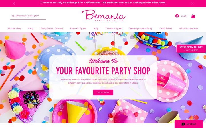 Screenshot of bemaniapartysupplies.com
