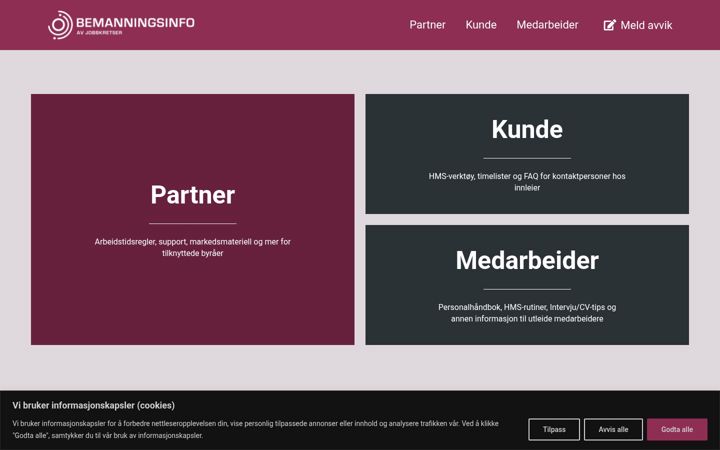 Screenshot von bemanningsinfo.no