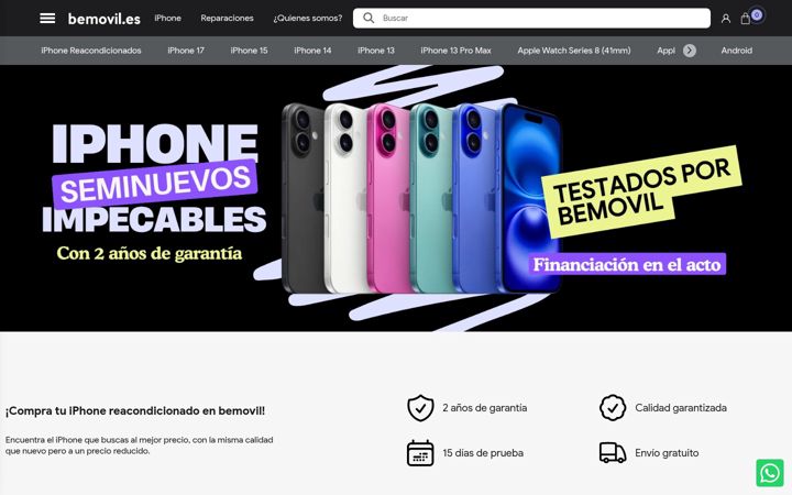 Kuvakaappaus sivustosta bemovil.es