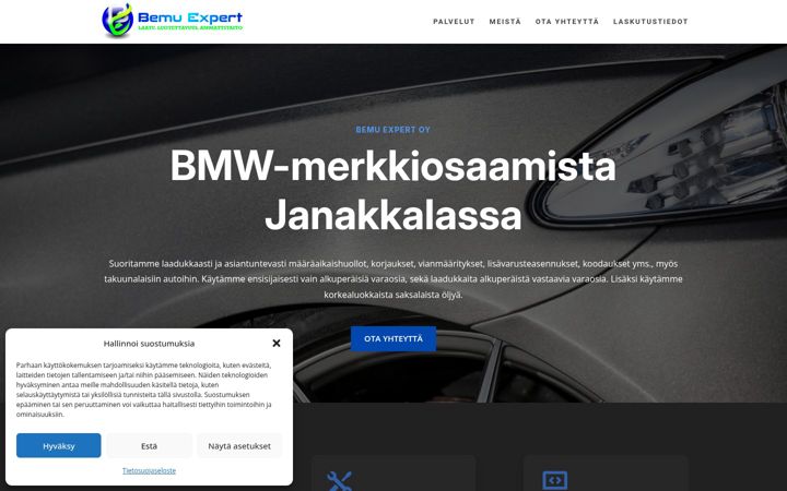 Screenshot stránky bemuexpert.fi