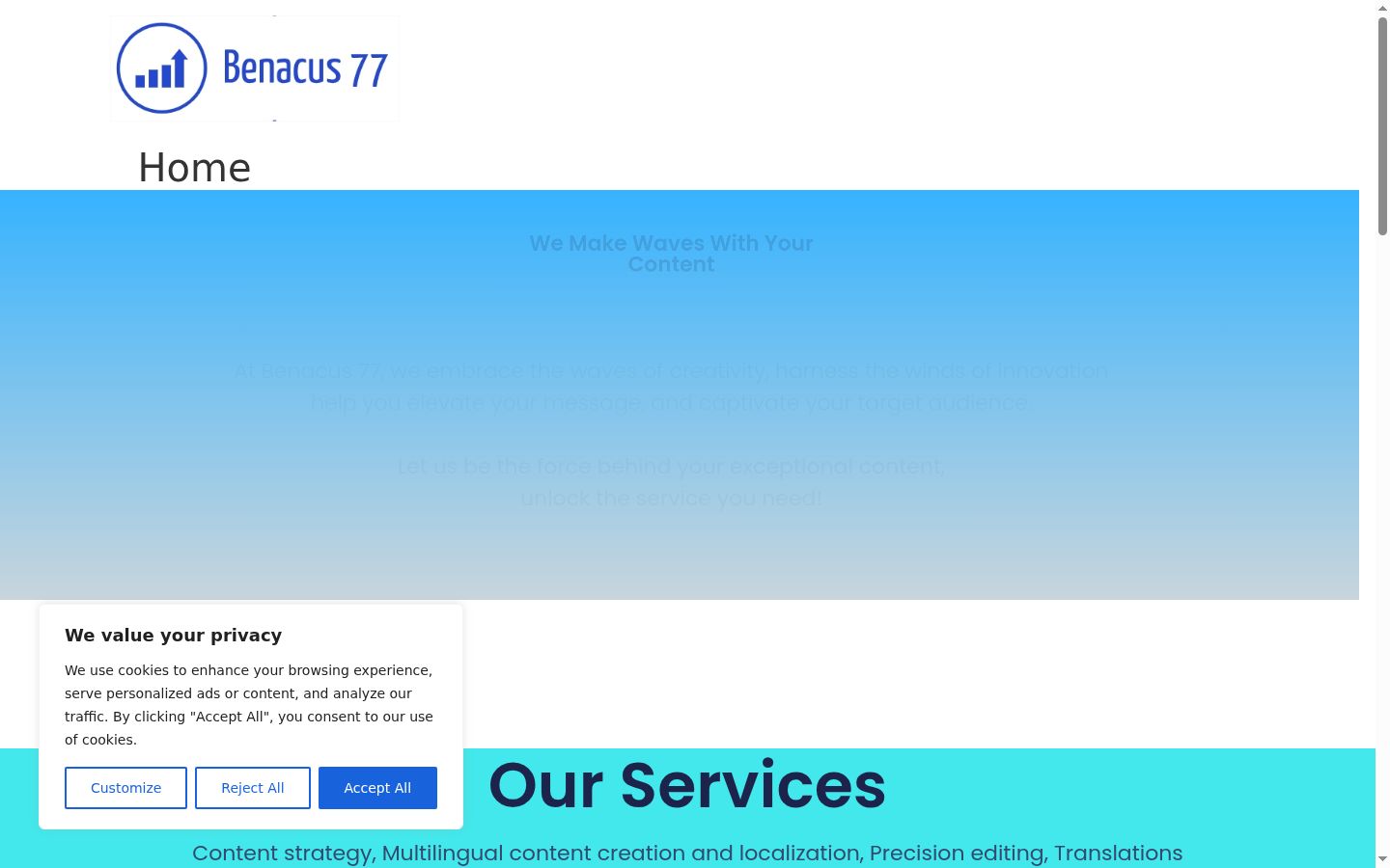 Screenshot des Einwilligungsbanners vor jeglicher Interaktion