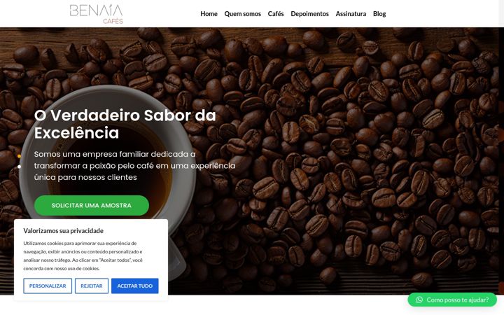 Screenshot of benaiacafes.com.br
