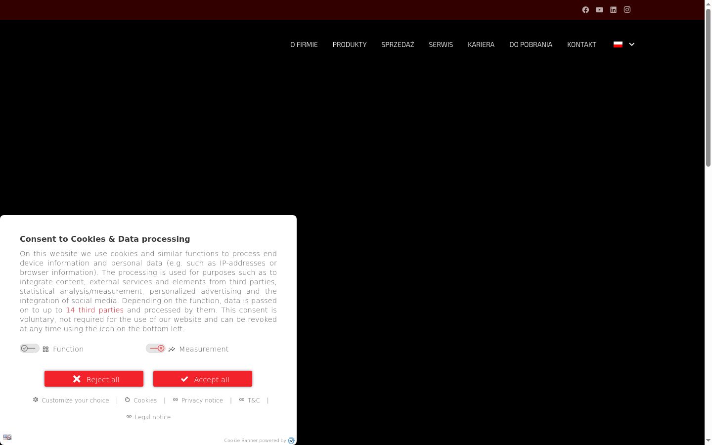 Screenshot of the consent banner shown before any interaction