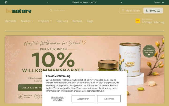 Screenshot of benature-shop.de