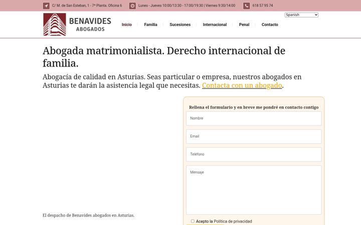 Zrzut ekranu benavideslegal.es