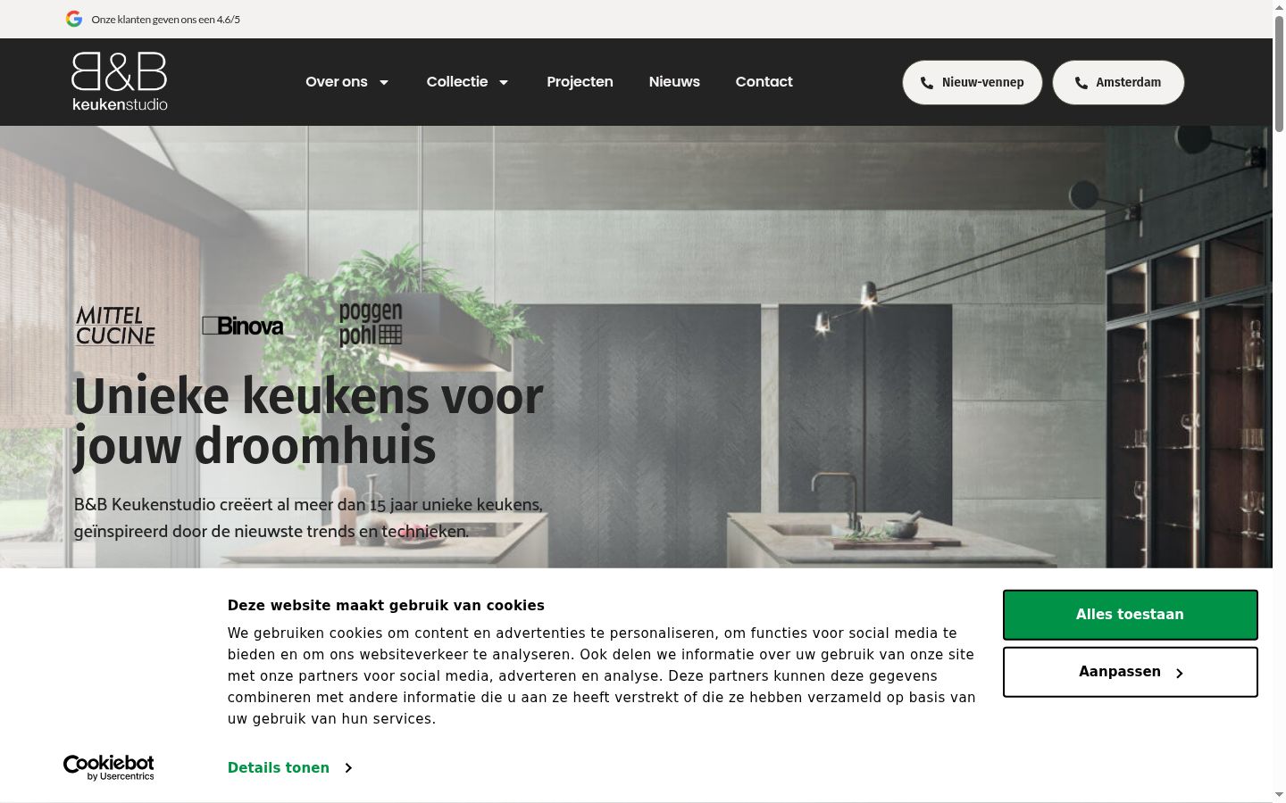 Screenshot van de toestemmingsbanner zoals getoond vóór enige interactie