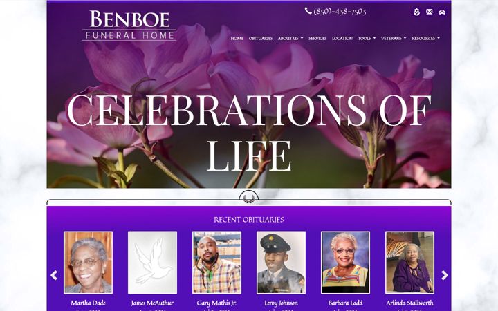 Screenshot of benboefuneralhome.com