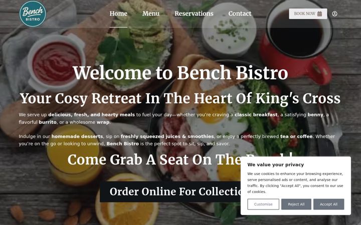 Screenshot of benchbistro.com