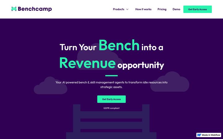 Skærmbillede af benchcamp.webflow.io