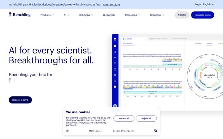 Screenshot stránky benchling.com
