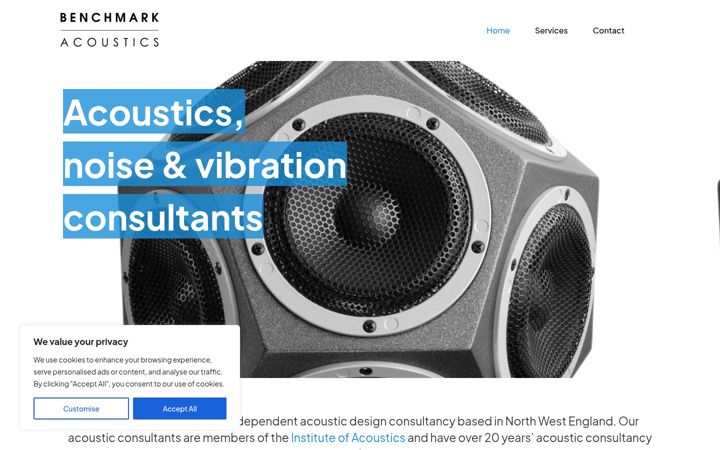 Screenshot of benchmarkacoustics.co.uk