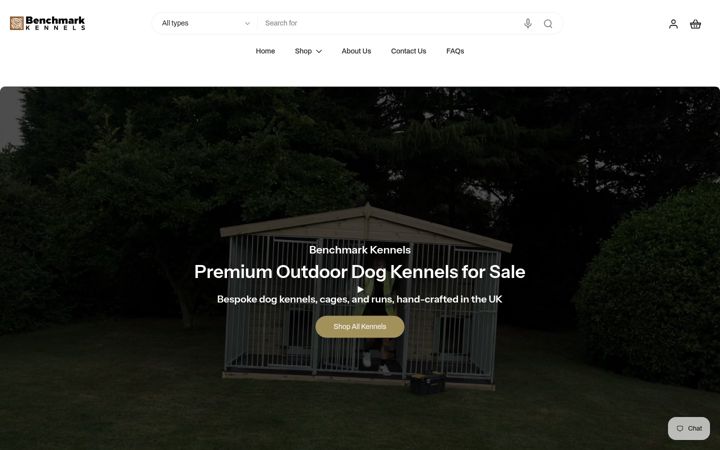 Screenshot stránky benchmarkkennels.co.uk