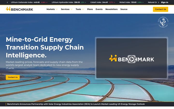 Screenshot of benchmarkminerals.com