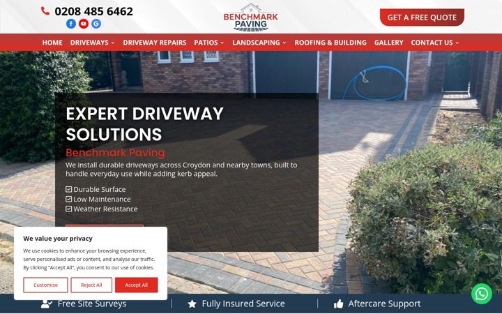 Screenshot of benchmarkpaving.co.uk