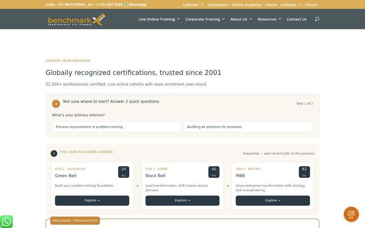 Screenshot of benchmarksixsigma.com