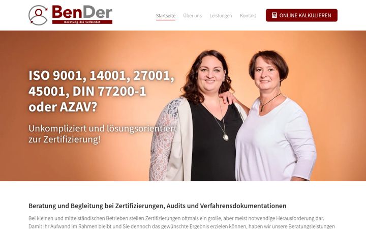 Ekrano kopija bender-dienstleistungen.de