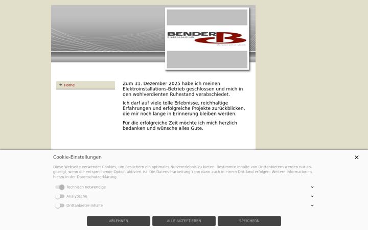 Screenshot of bender-elektrotechnik.de