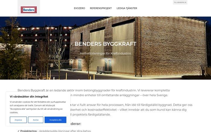 Screenshot of bendersbyggkraft.se