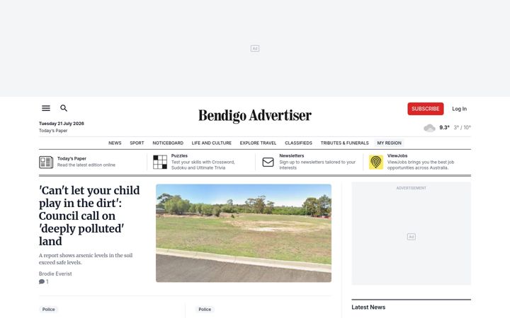 Screenshot of bendigoadvertiser.com.au