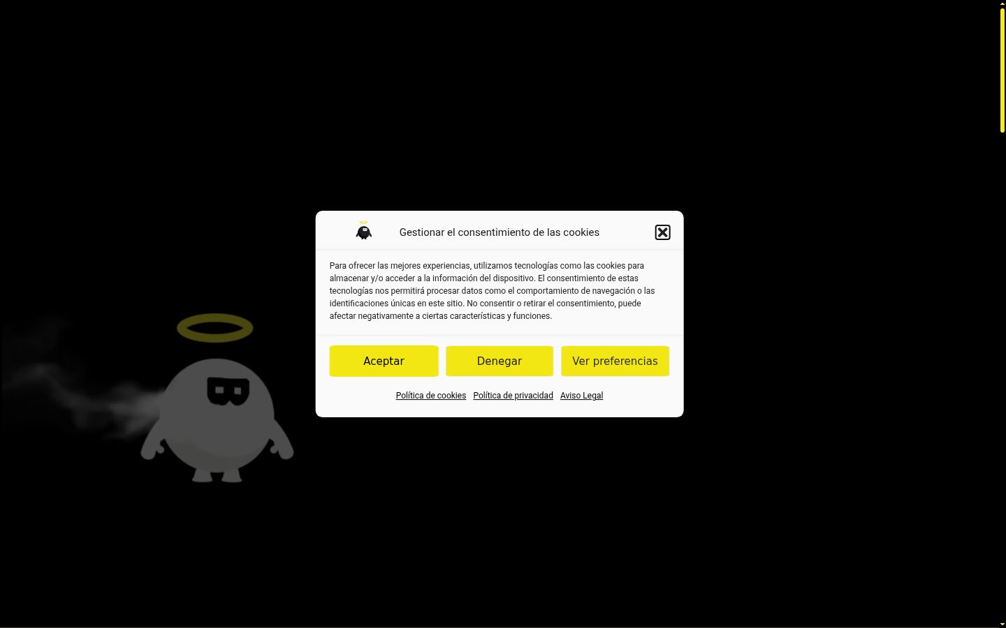 Screenshot del banner di consenso mostrato prima di qualsiasi interazione